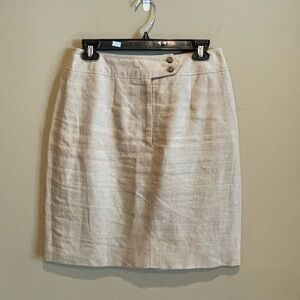 Vintage Harolds Linen Skirt Size 8 Khaki